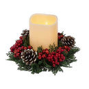 Christmas Candle with Red and Green Candle Ring -  Pine & Red - The Country Christmas Loft