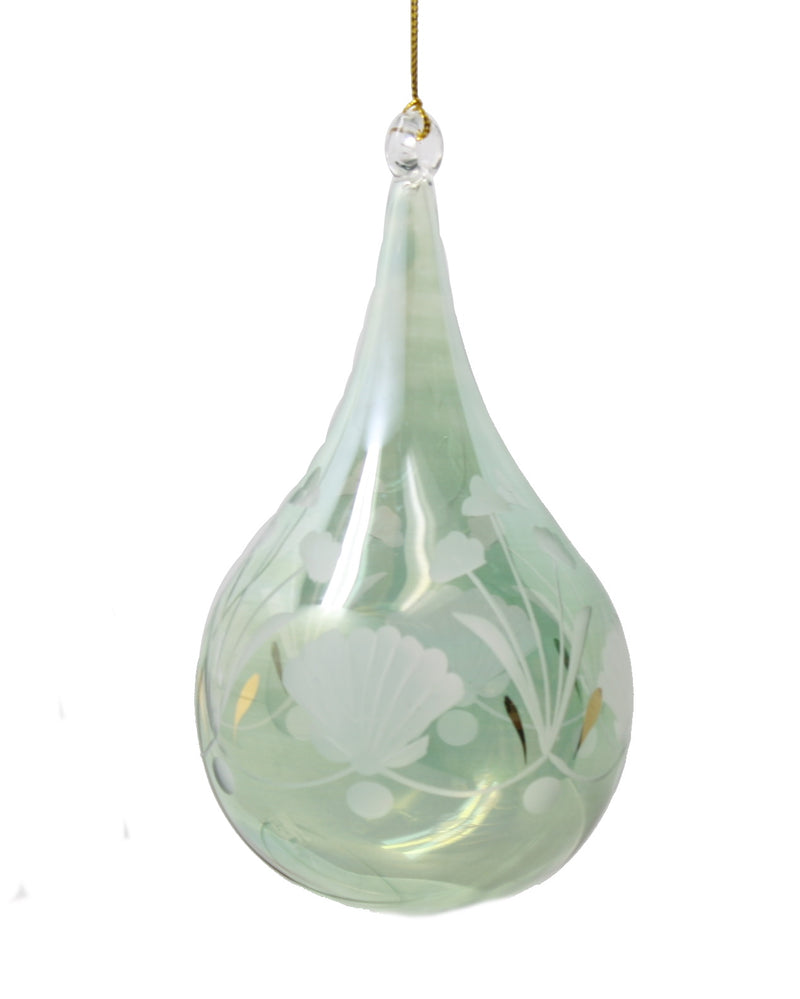 Etched Glass Water Drop Ornament -