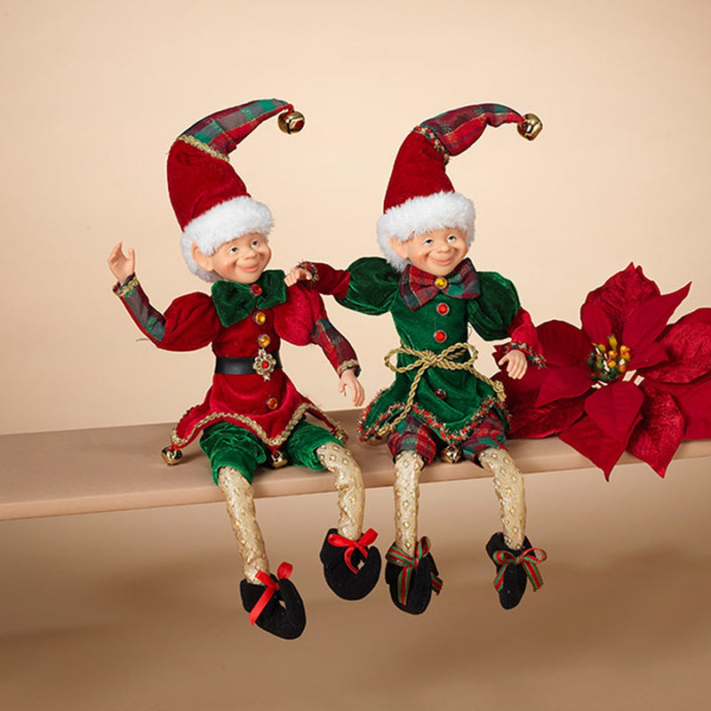 16 Inch Holiday Elf Figurine - Green - The Country Christmas Loft