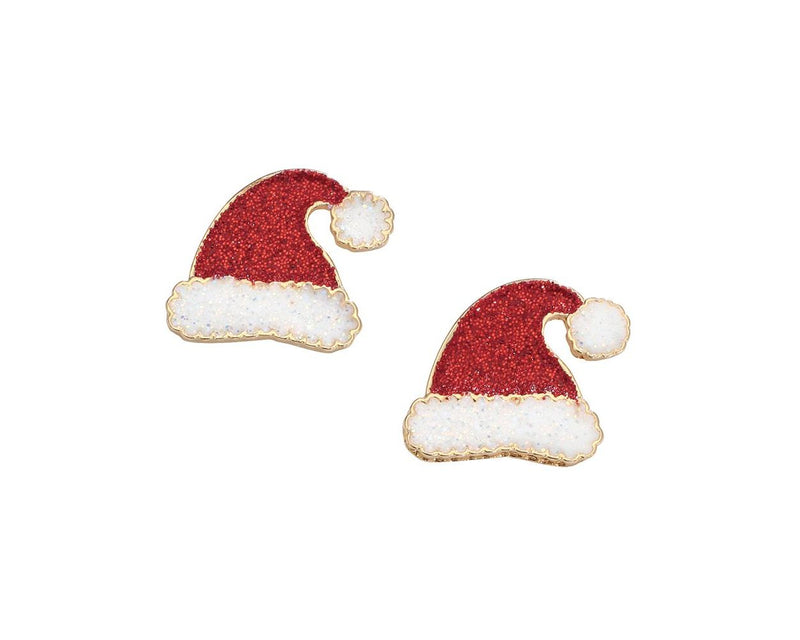Glitter Santa Hats - Earrings