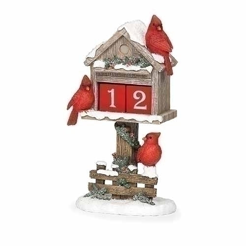 Cardinal Birdhouse Countdown Calendar - 11 Inch