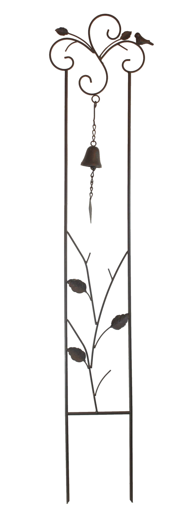 52.25-Inch High Rustic Metal Garden Trellis with Bell - Style