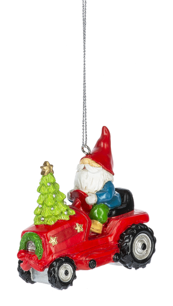 Gnome on a Tractor -Red - The Country Christmas Loft