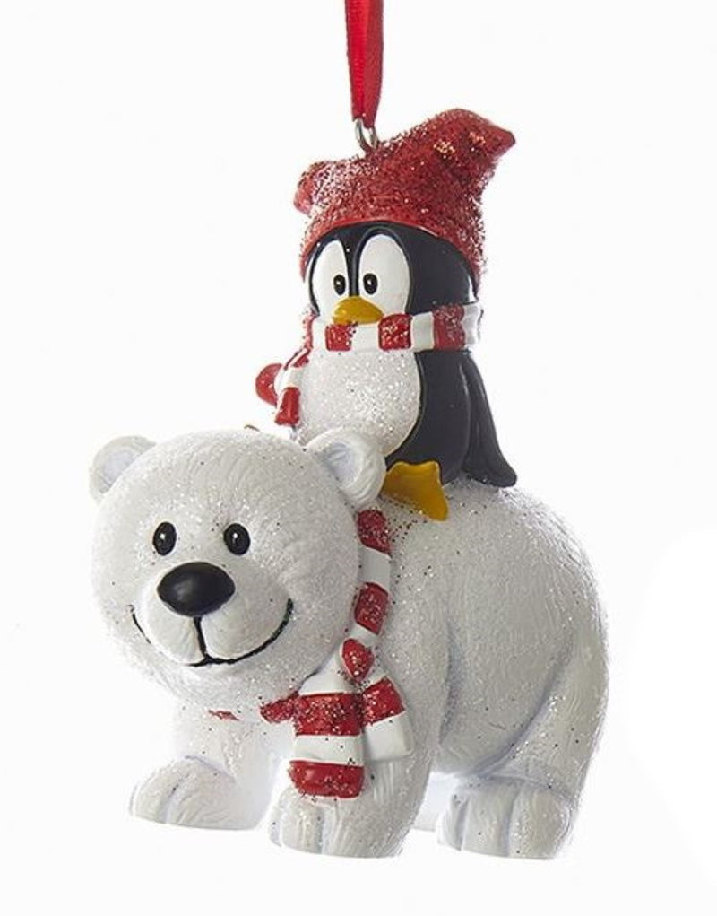 Polar Bear With Penguin Ornament -  Fishing - The Country Christmas Loft