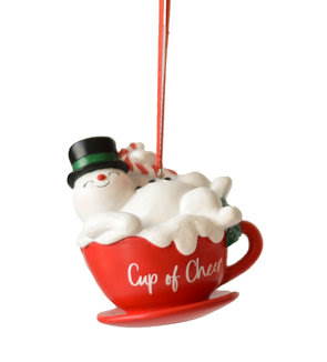 Cup of Cheer Ornament - Snowman - The Country Christmas Loft