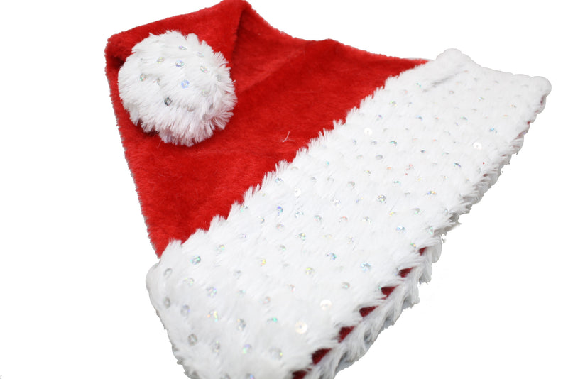 Sequined Plush Santa Hat with White Cuff - The Country Christmas Loft