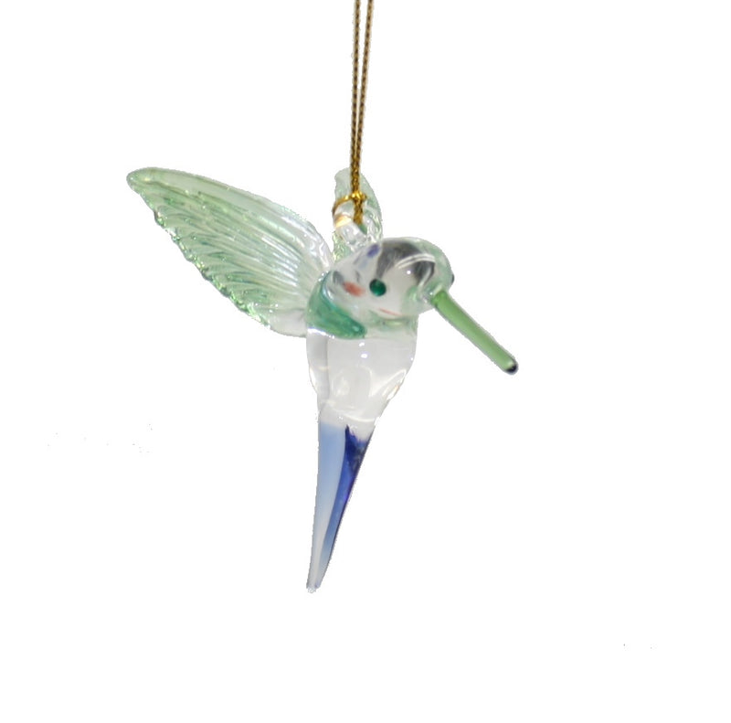 Feeding Hummingbird - Green/Blue/Green - Egyptian Glass Ornament