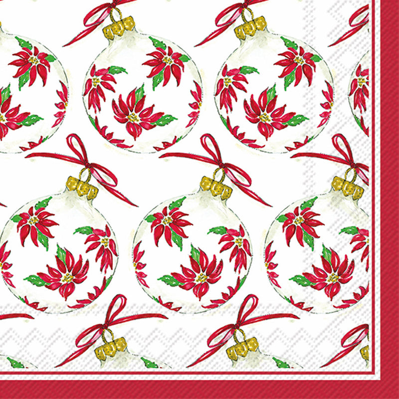 Poinsettia Ornaments - Lunch Napkin - The Country Christmas Loft