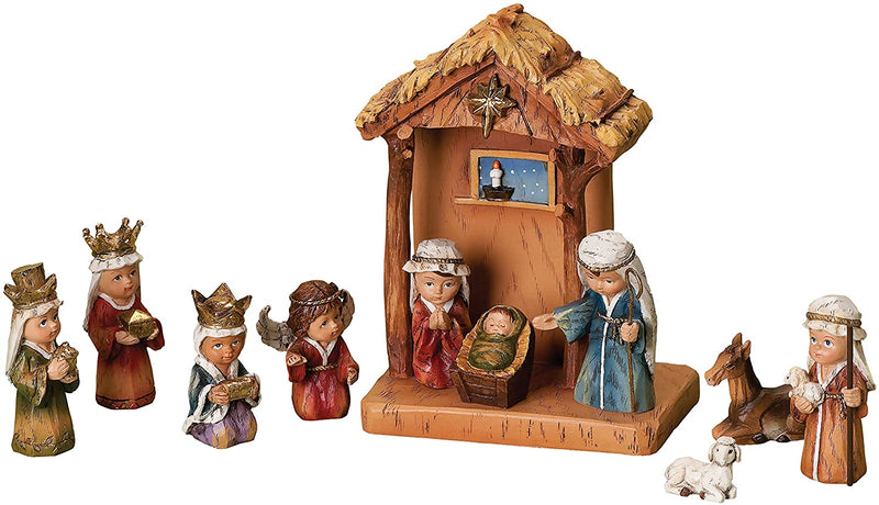 11-Piece Nativity Set with Creche Featuring Children - The Country Christmas Loft