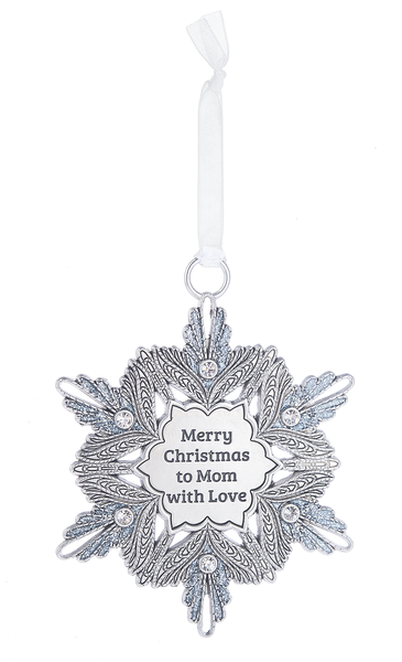 Gem Snowflake Ornament - Merry Christmas to Mom with Love - The Country Christmas Loft