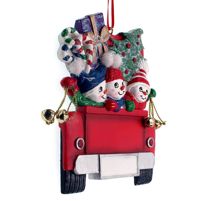 Snowman on Truck Ornament - Family of 3 - The Country Christmas Loft