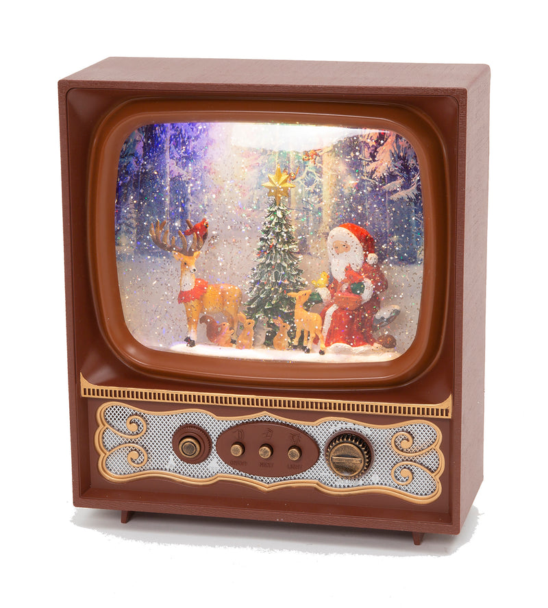 Musical Spinning Waterglobe - Santa Television
