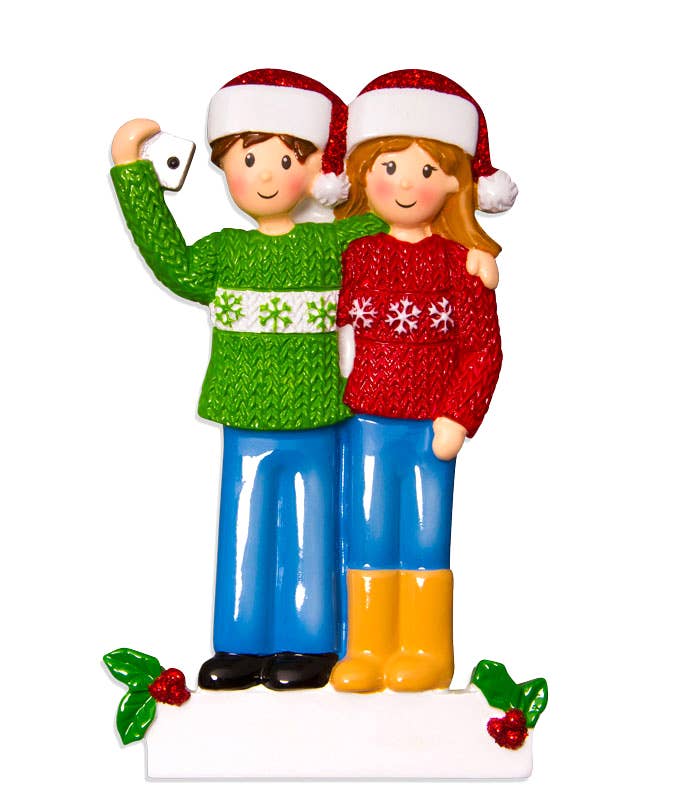 Christmas Sweater Couple Selfie Ornament - The Country Christmas Loft