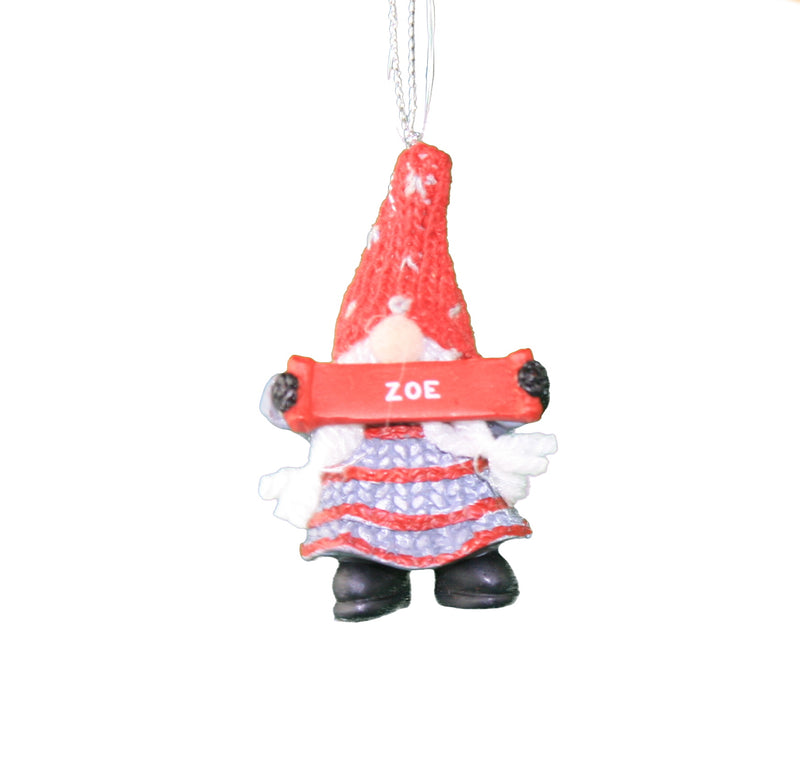 Personalized Gnome Ornament (Letters R-Z) - Zoe - The Country Christmas Loft
