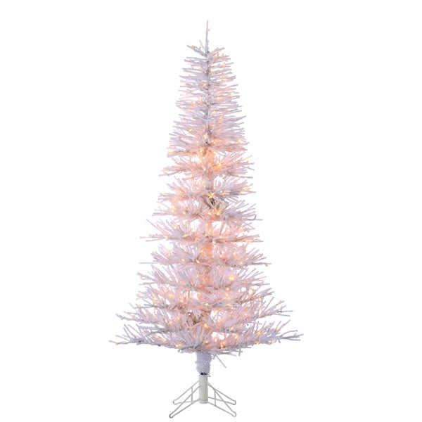 6 Foot White Tinsel Twig Tree - 400 Clear Lights - The Country Christmas Loft