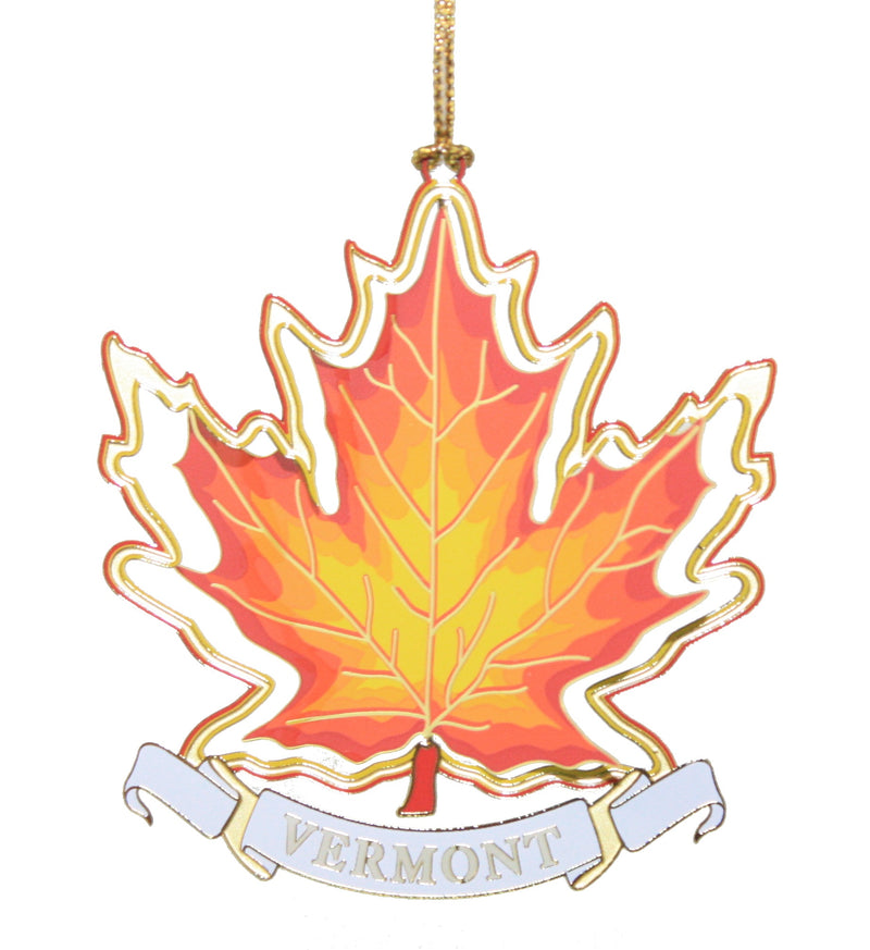 Solid Brass Ornament - Vermont Maple Leaf