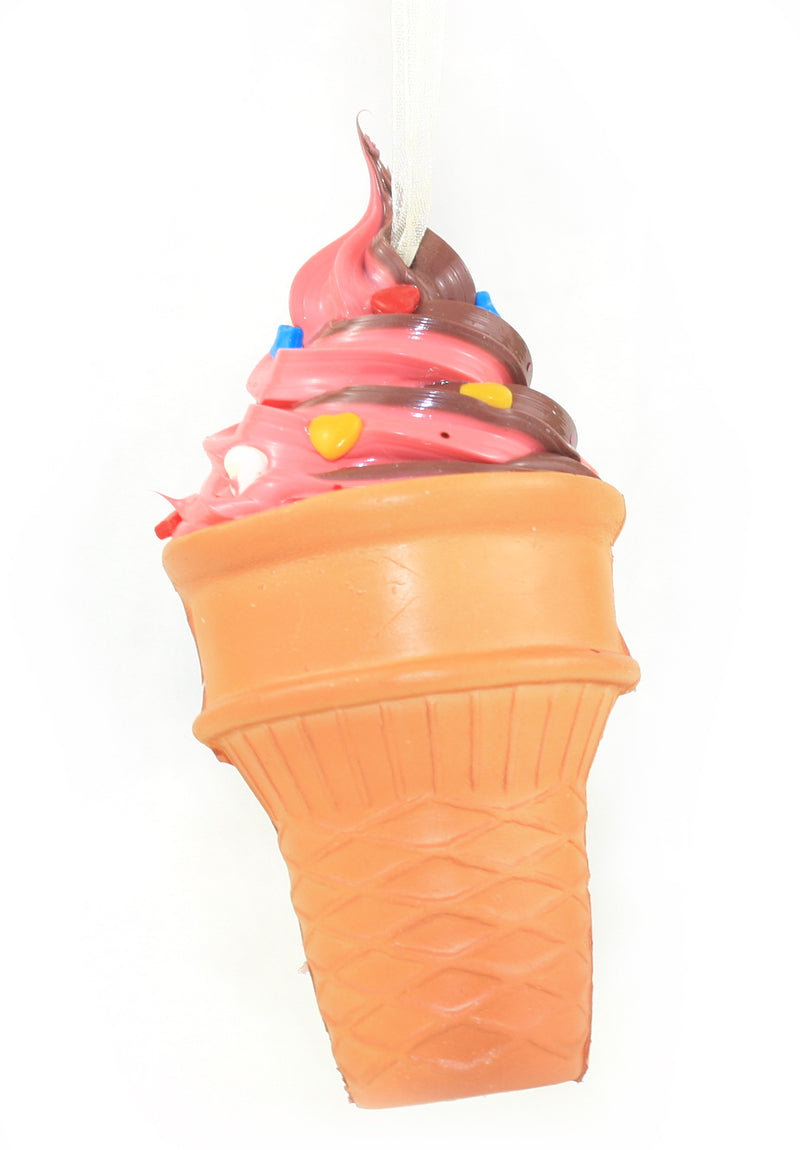 Foam Ice Cream Cone Ornament - Raspberry Chocolate with Candies - The Country Christmas Loft