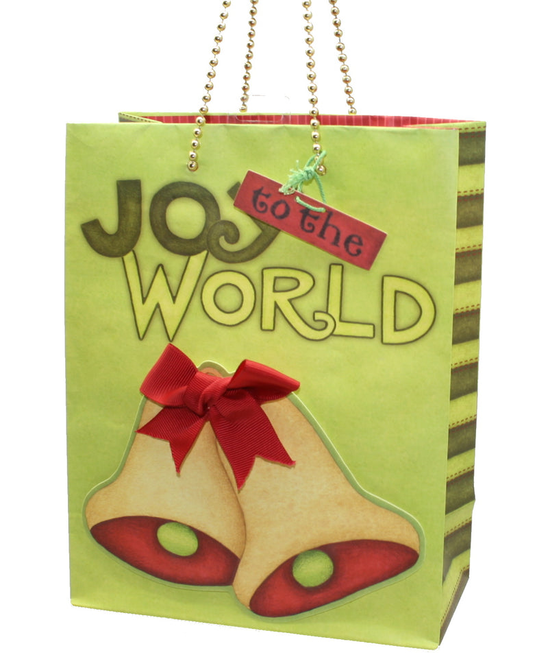 Medium Handmade Giftbag - Joy to the World Bells - The Country Christmas Loft