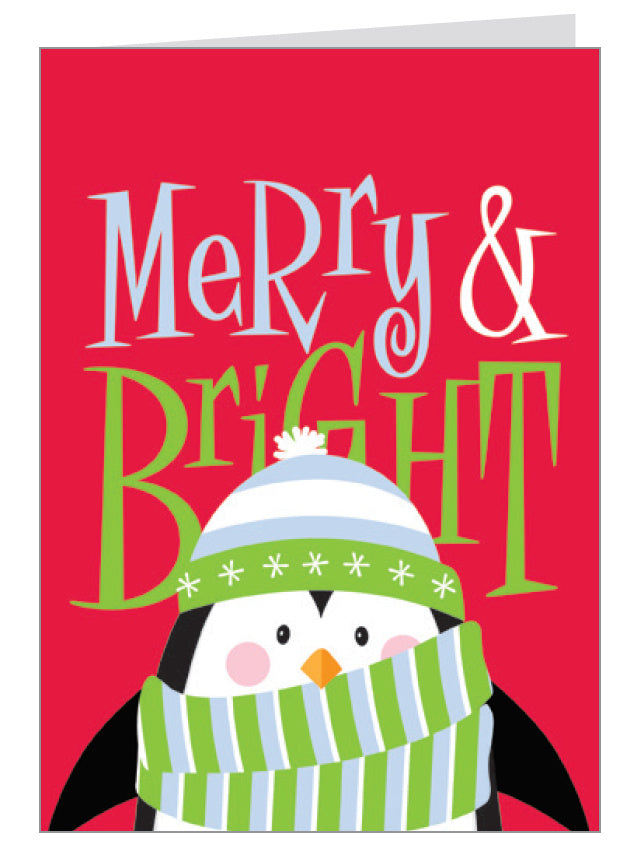 Holiday Favorites 16 Count Card Set - Merry & Bright Penguin - The Country Christmas Loft