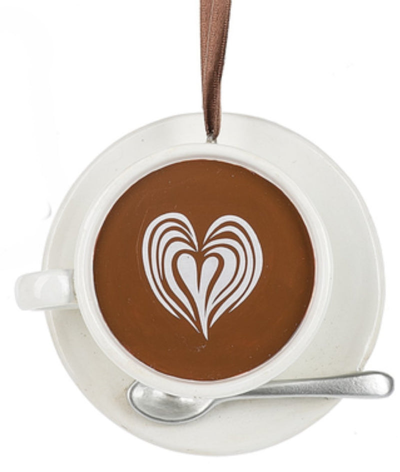 Coffee Cup Ornament - Heart Design - The Country Christmas Loft