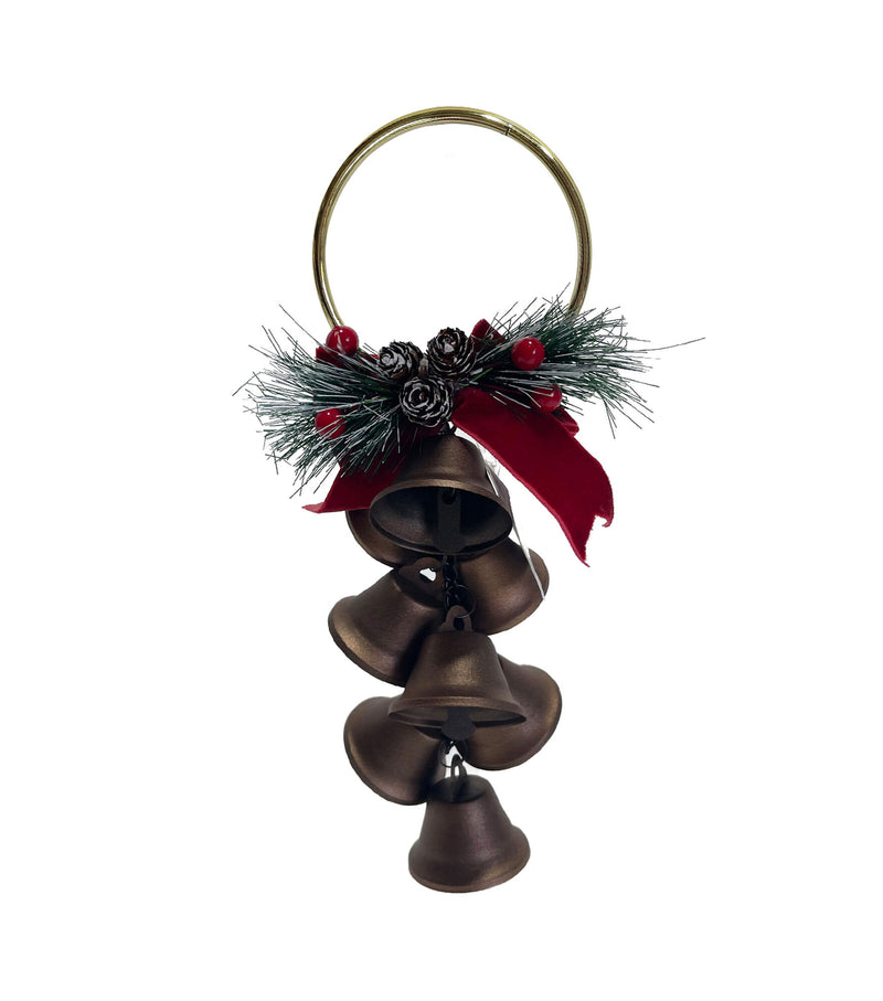 Cascading Brass Bells With Bow - 10 Inch