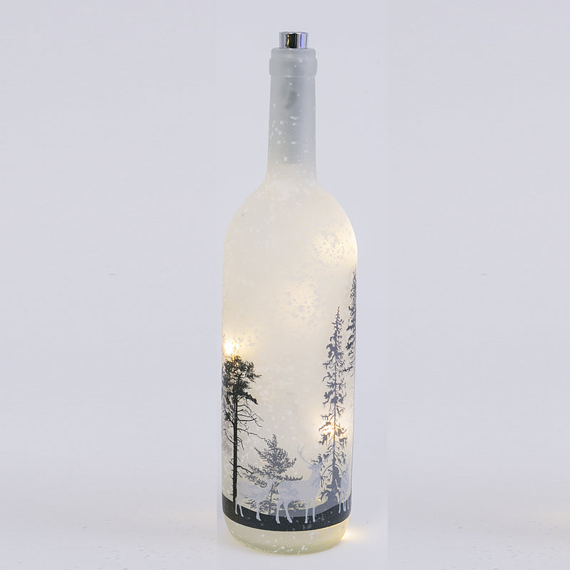 Lighted Winter Forest Bottle - Thin Trees