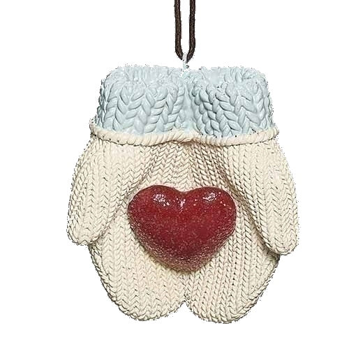 Christmas Mittens with Heart Ornament - The Country Christmas Loft