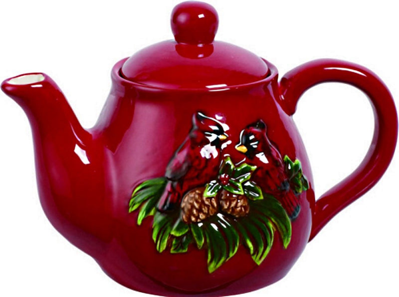 Pinecone Cardinal Teapot - The Country Christmas Loft