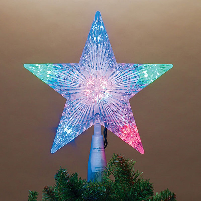 10" Crystal Star Multi Color LED Tree Topper - The Country Christmas Loft