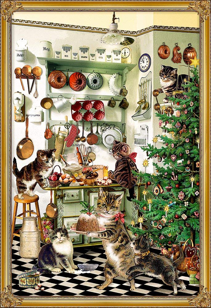 Coppenrath Animal Mini Advent Card With Envelope - Cats in the Kitchen
