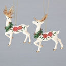 Poinsettia Deer Ornament - - The Country Christmas Loft