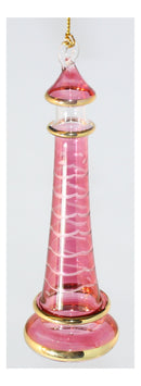 Lighthouse With Frost Etching -  Red Small - The Country Christmas Loft