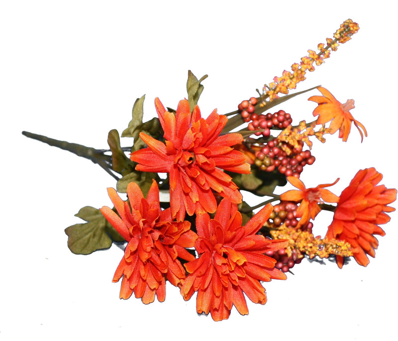 12.5 In. Mixed Fall Bush X 6 - Red - The Country Christmas Loft