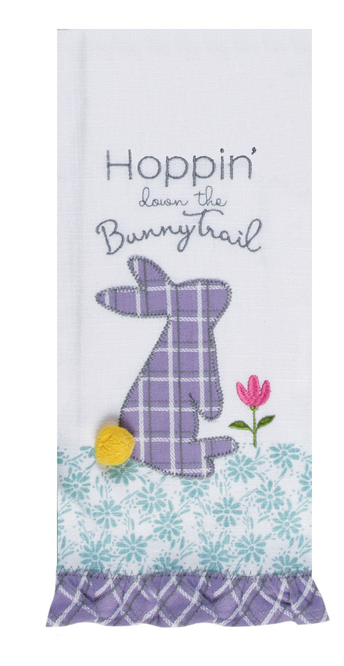 Spring Bunny Bunny Trail Applique Tea Towel - The Country Christmas Loft