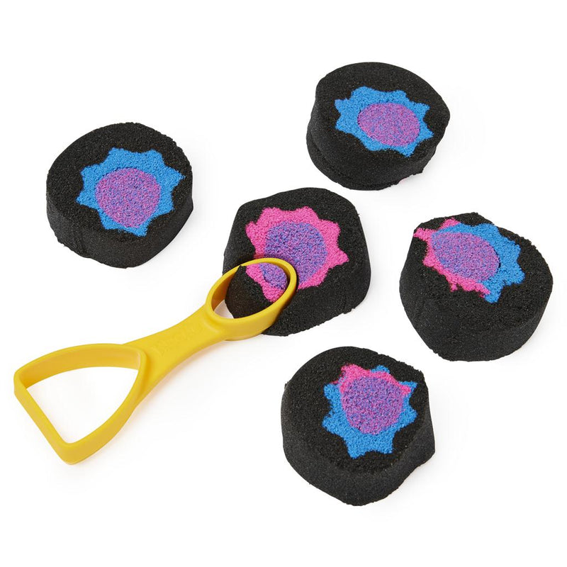 Kinetic Sand, Slice N` Surprise Set with 13.5oz of Black, Pink and Blue Play Sand and 7 Tools - The Country Christmas Loft