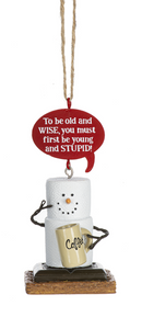 Toasted S'mores Aging Pun Ornament - First be Young and Stupid - The Country Christmas Loft