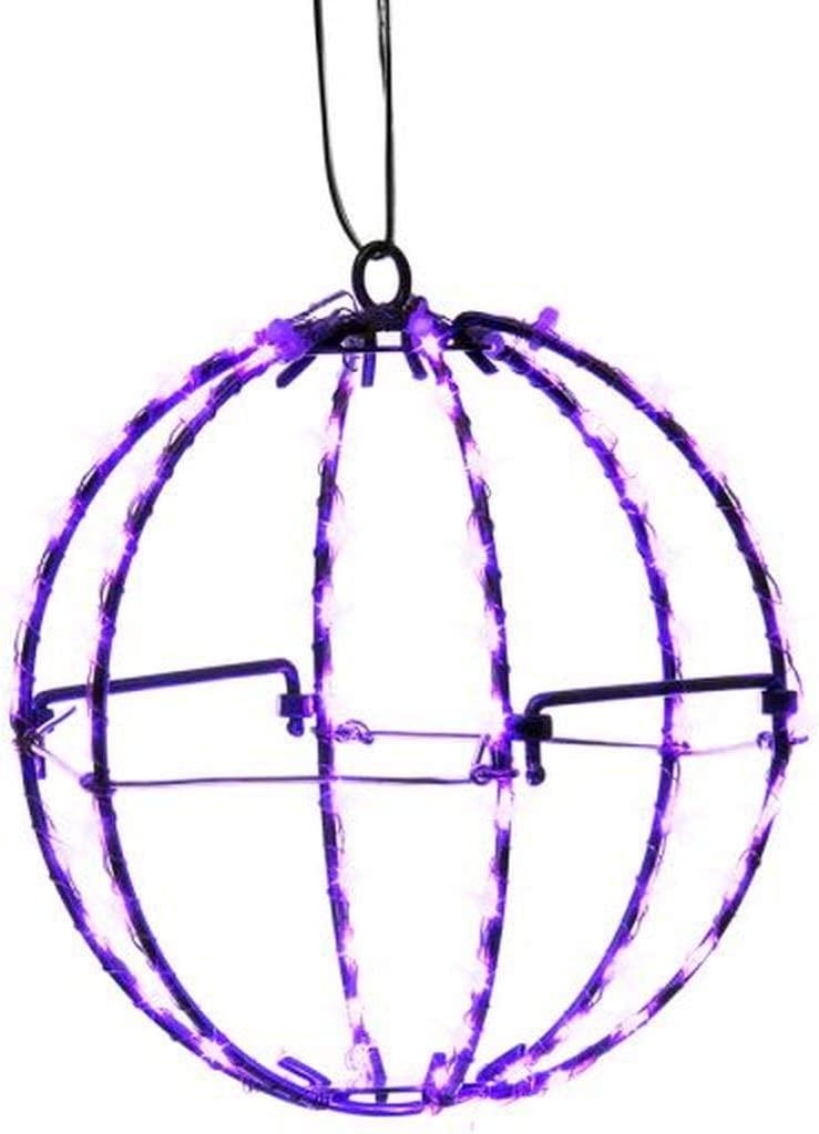 Purple LED Foldable Metal Sphere - 6 Inch - The Country Christmas Loft