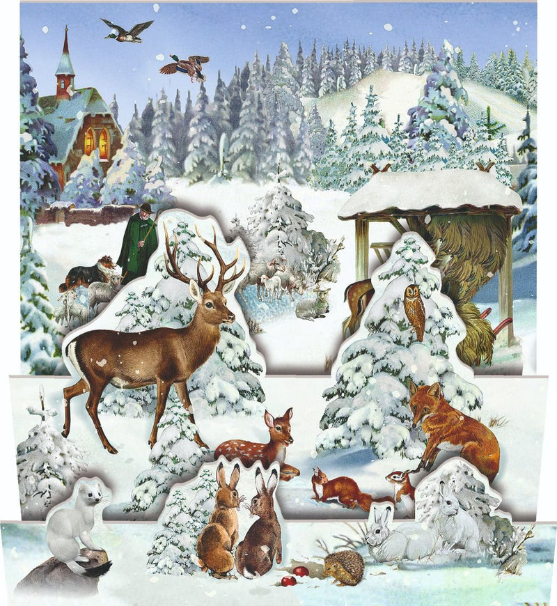 3D Winterscapes Advent Calendar Card - Wildlife - The Country Christmas Loft