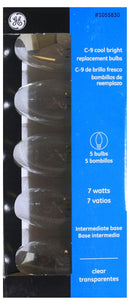 GE Incandescent C9 Replacement Bulb 5 Pack Clear White