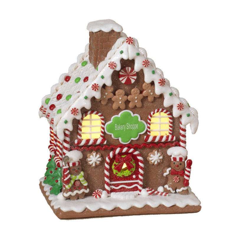 9" Lighted Clay Dough Gingerbread Bakery - The Country Christmas Loft