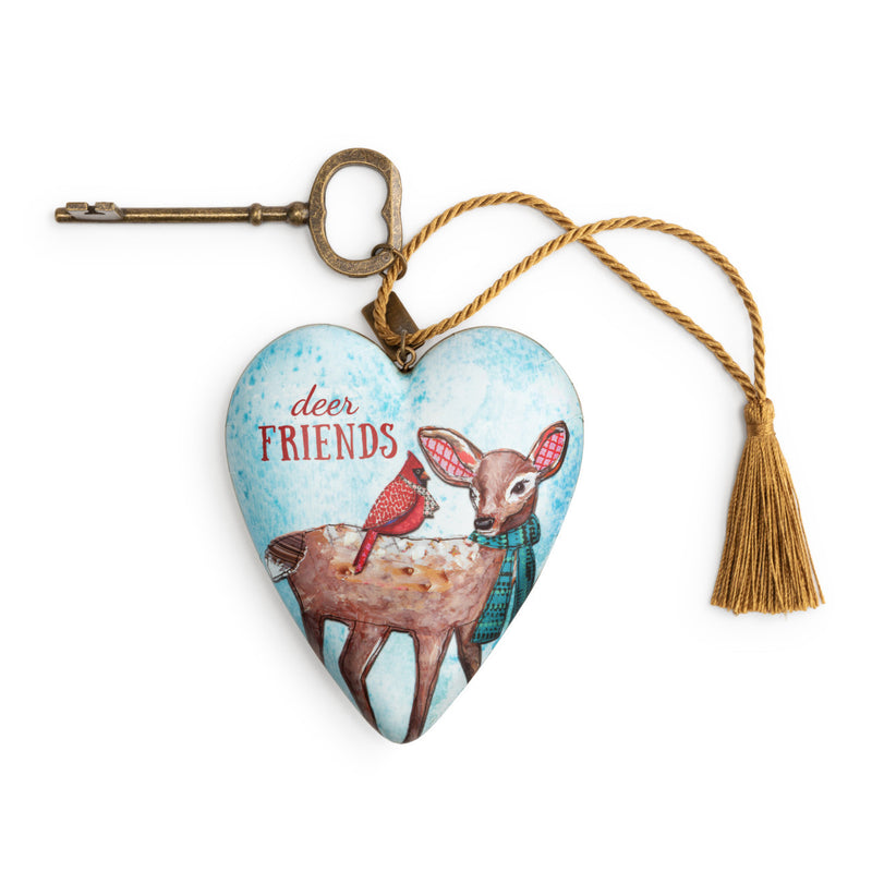 Deer Friends Art Heart Sculpture