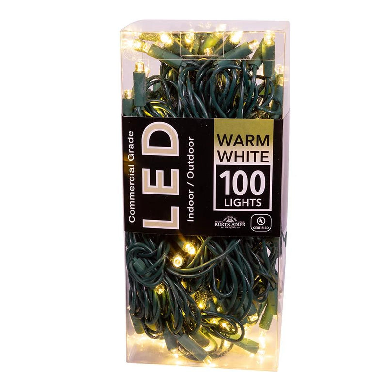 100-Light 5mm Warm White LED Green Wire Light Set - The Country Christmas Loft