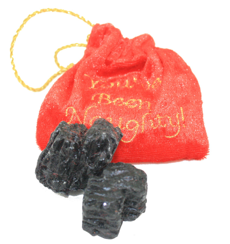 Embroidered Bag with a Lump Of Coal - The Country Christmas Loft