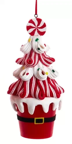 Candy Swirl Tree In Santa Bucket Ornament - Sprinkles