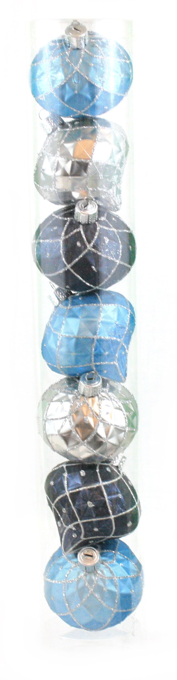 60mm Shatterproof Decorated Onion Ornaments - Blue/Charcoal