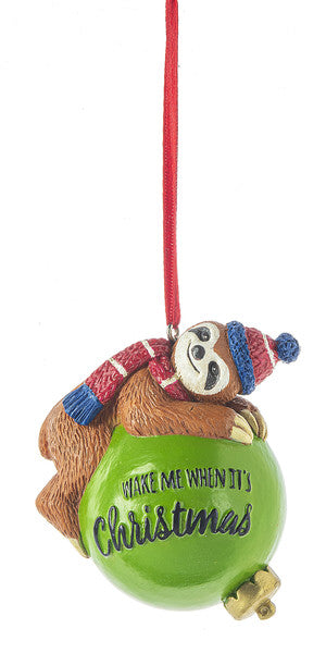 Wake Me Sloth  Ornament - The Country Christmas Loft