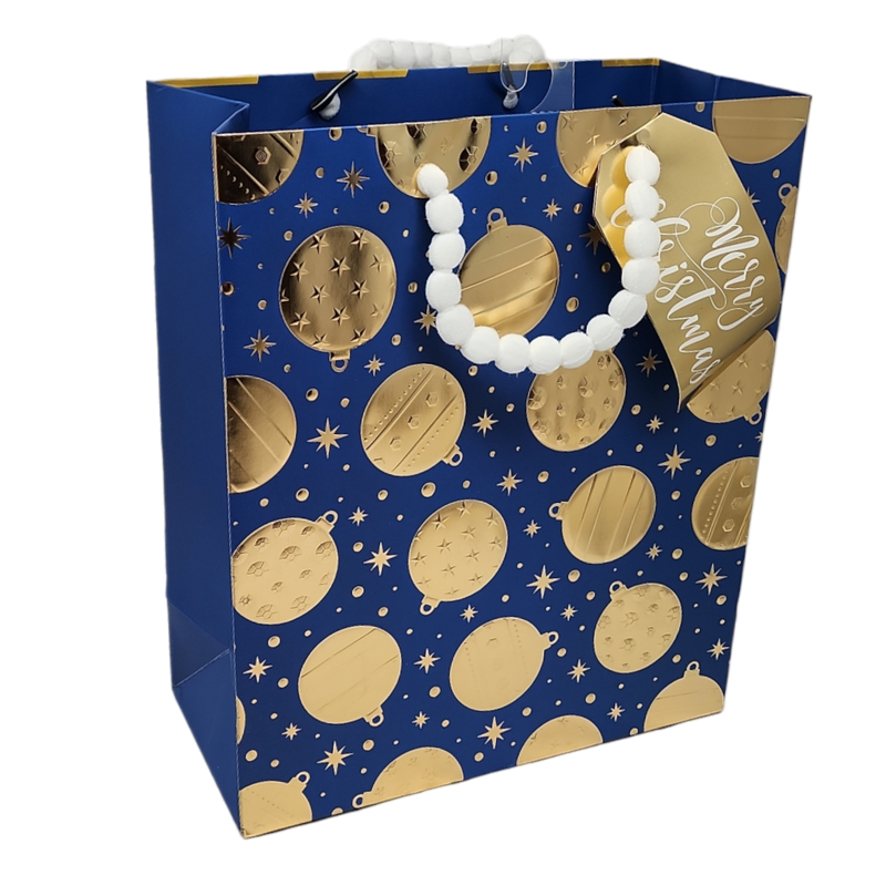 Ornaments on Blue Gift Bag -
