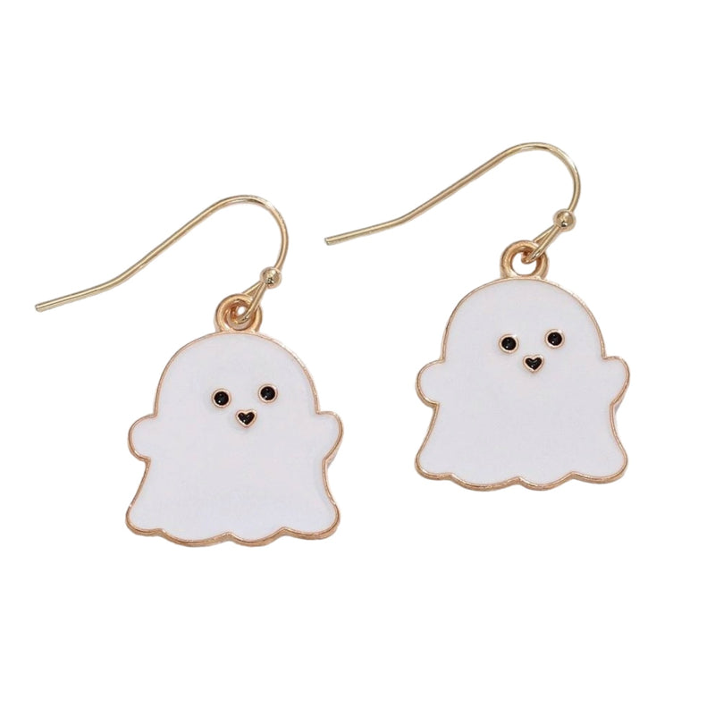Cute namel White Ghost - Earrings