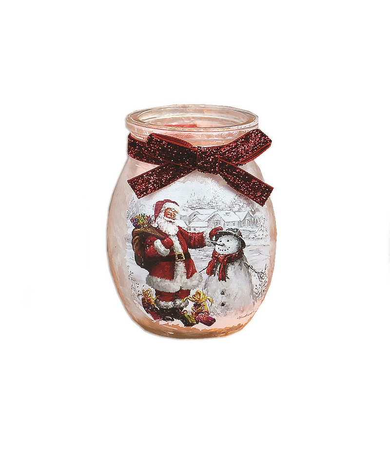 Santa Lit Glass Jar - 4 Inch - Winter Friends