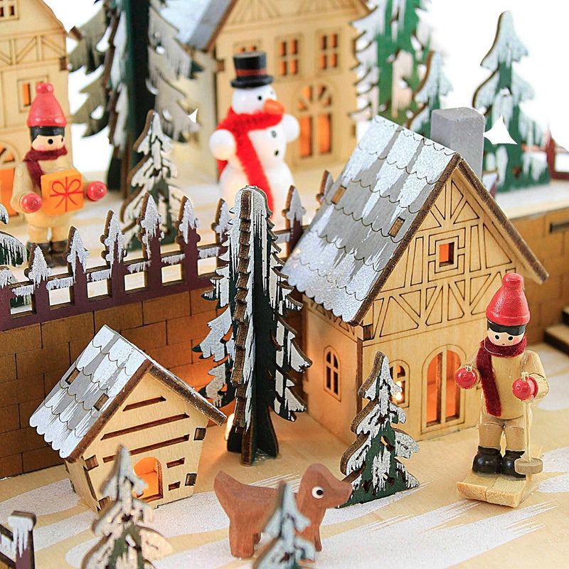 LED Star Shape Wooden Village Scene - The Country Christmas Loft